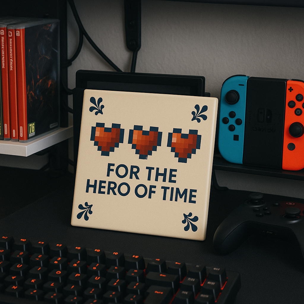 Zelda - For The Hero of Time - Delft Blue tile with humor