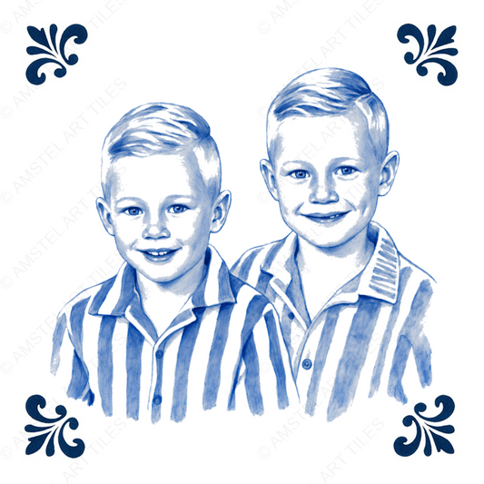 Tegelontwerp portret twee jongens