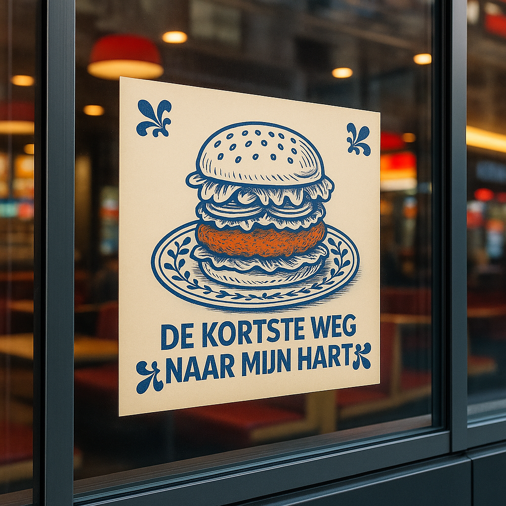 Hamburger – Der kürzeste Weg zu meinem Herzen – Delfter Kachel mit Humor