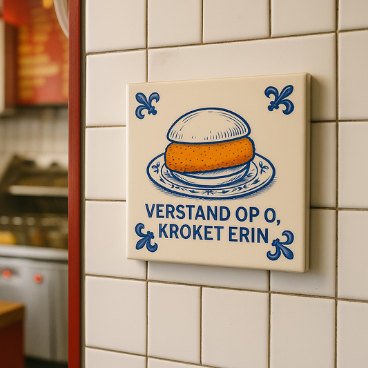 VERSTAND OP 0, KROKET ERIN - Delfts Blauwe Tegel met Humor