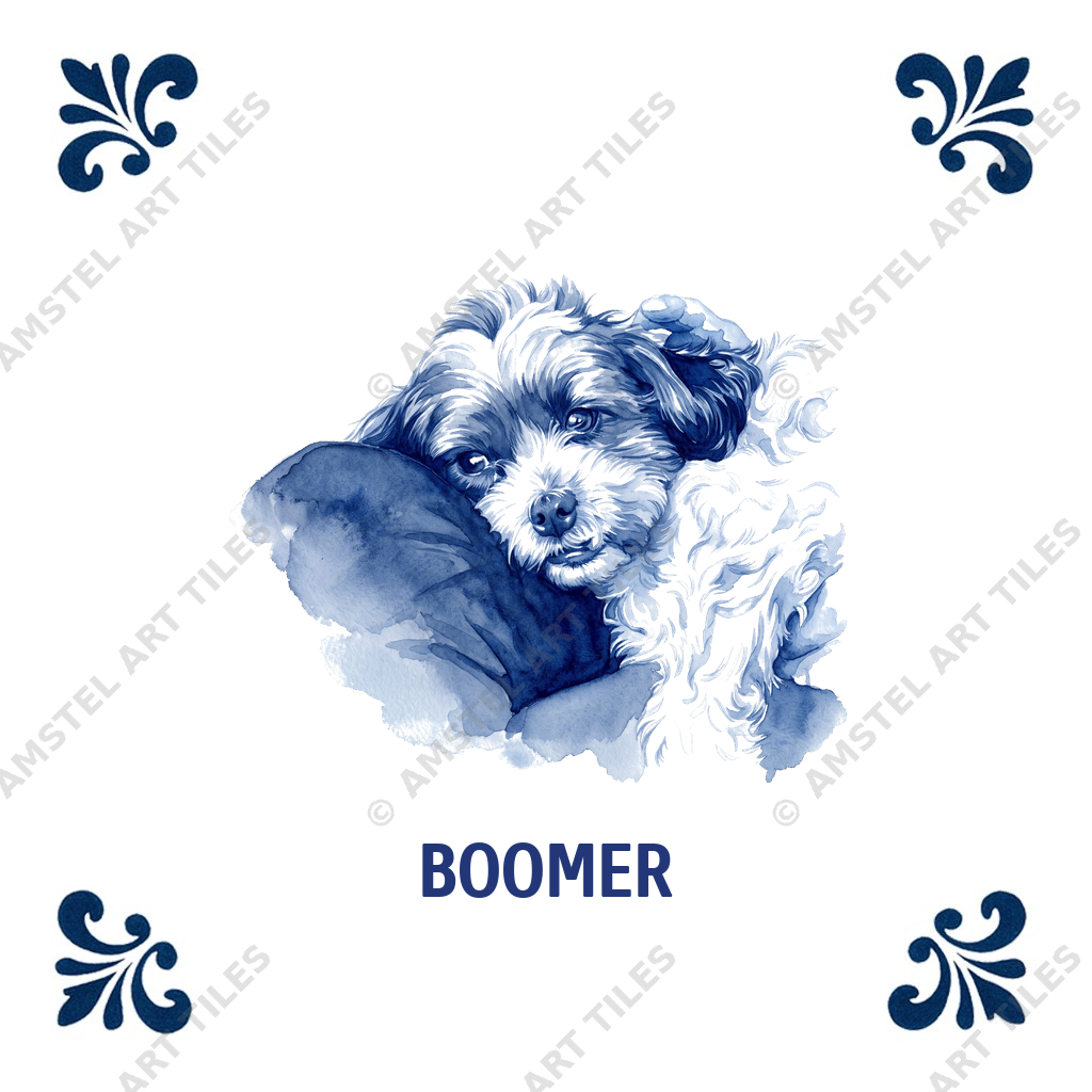 Delfts blauwe tegel Boomer ontwerp