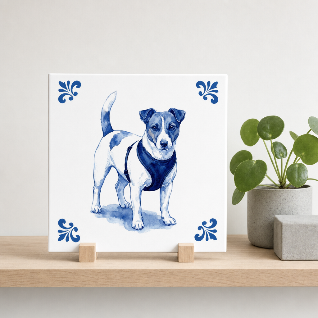 Delfts Blauwe tegel van Jack Russell