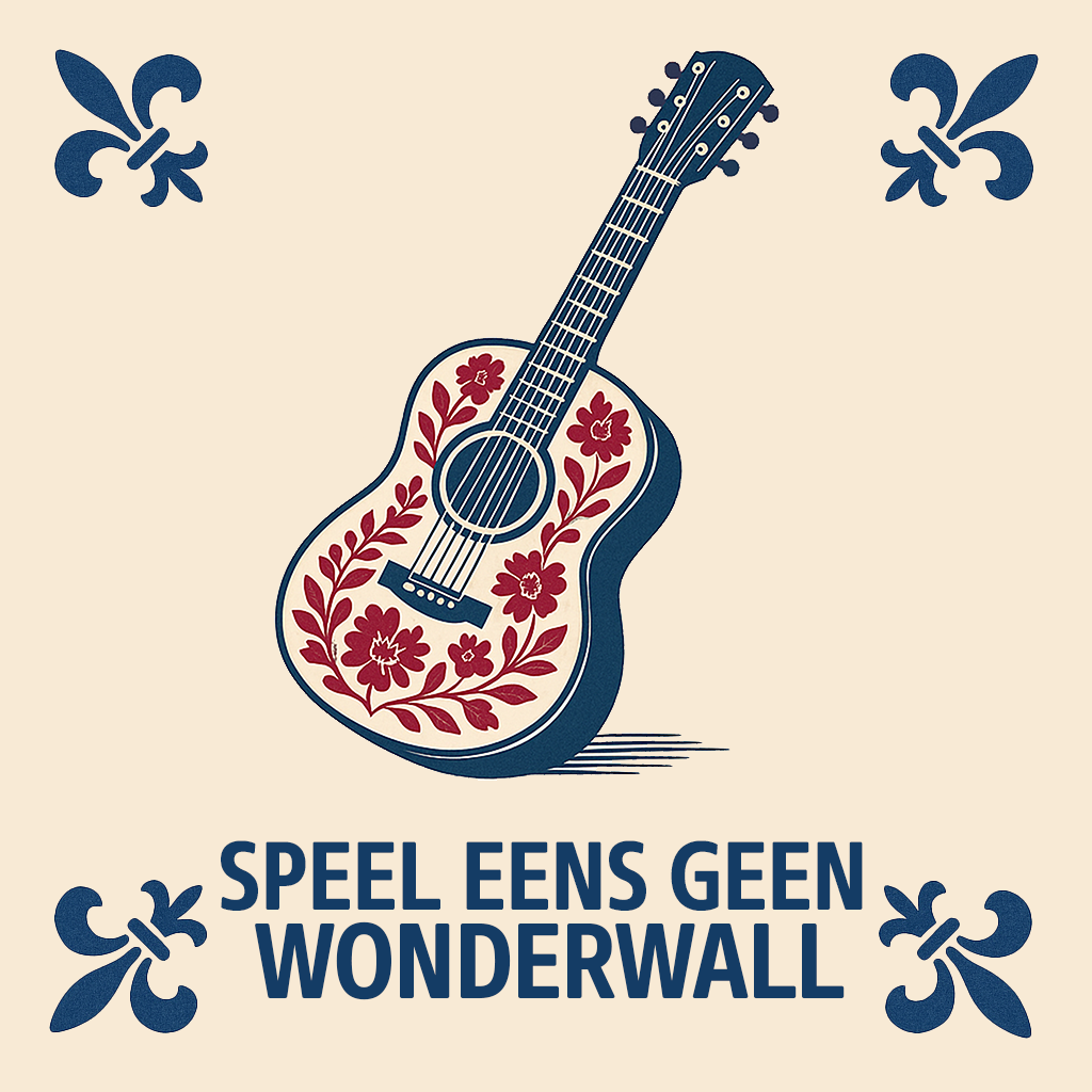 Guitar - Don't Play Wonderwall - Delft Blue Tile With Humor