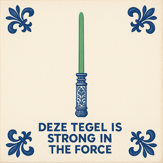 Jedi - Strong in the Force - Delft Blue Tile with humor