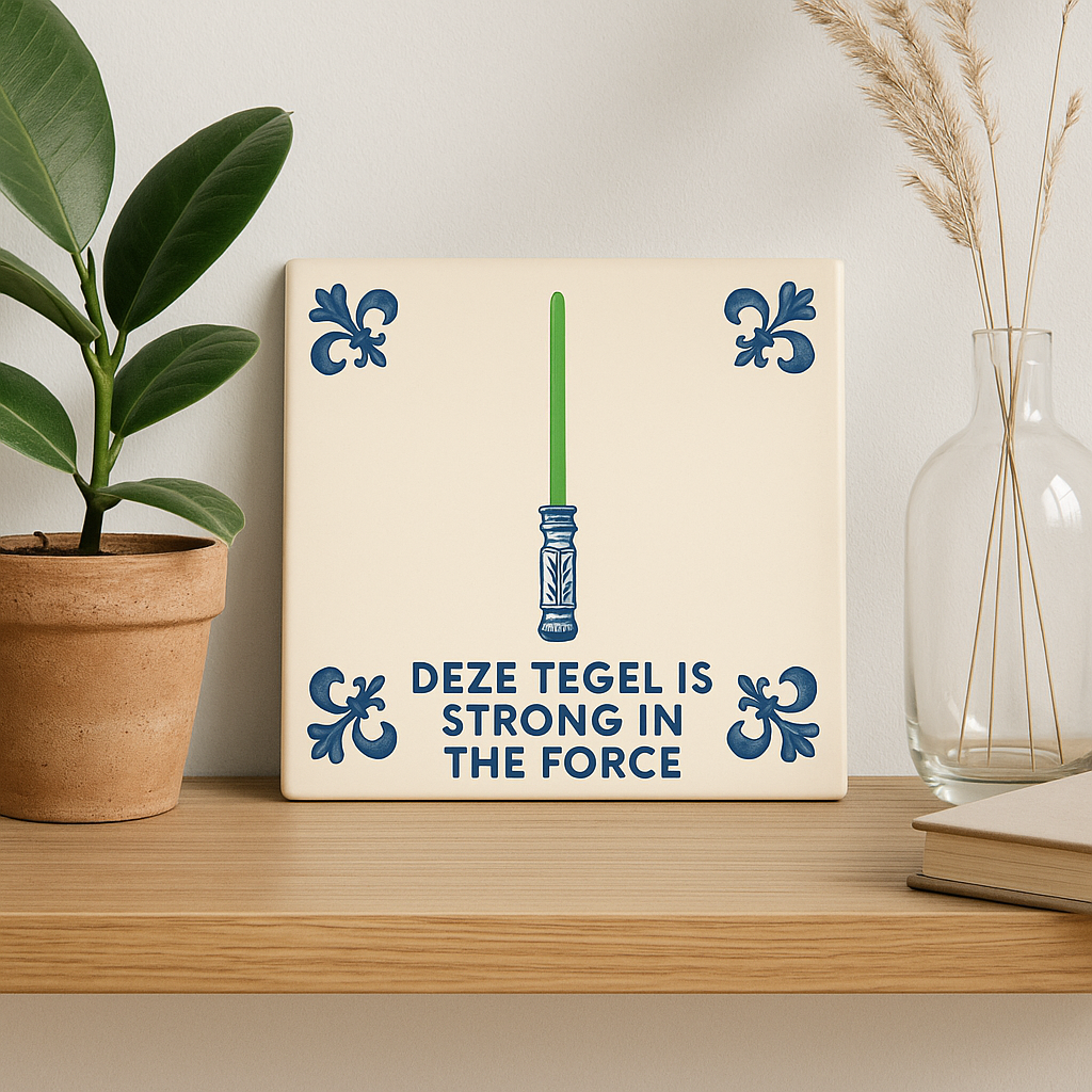 Jedi - Strong in the Force - Delfts Blauwe Tegel met humor