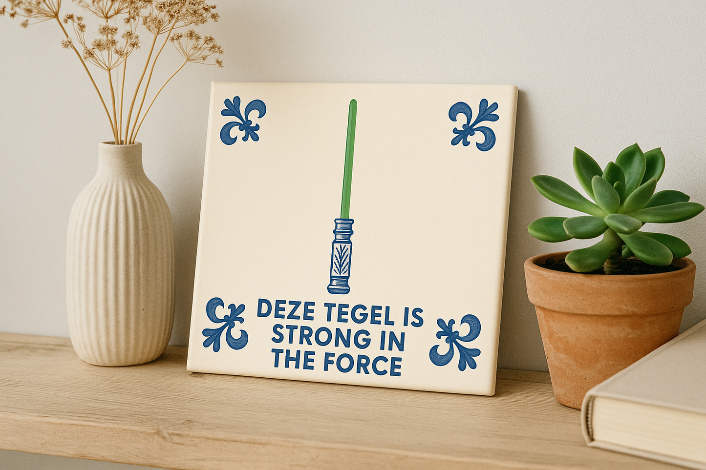 Jedi - Strong in the Force - Delfts Blauwe Tegel met humor