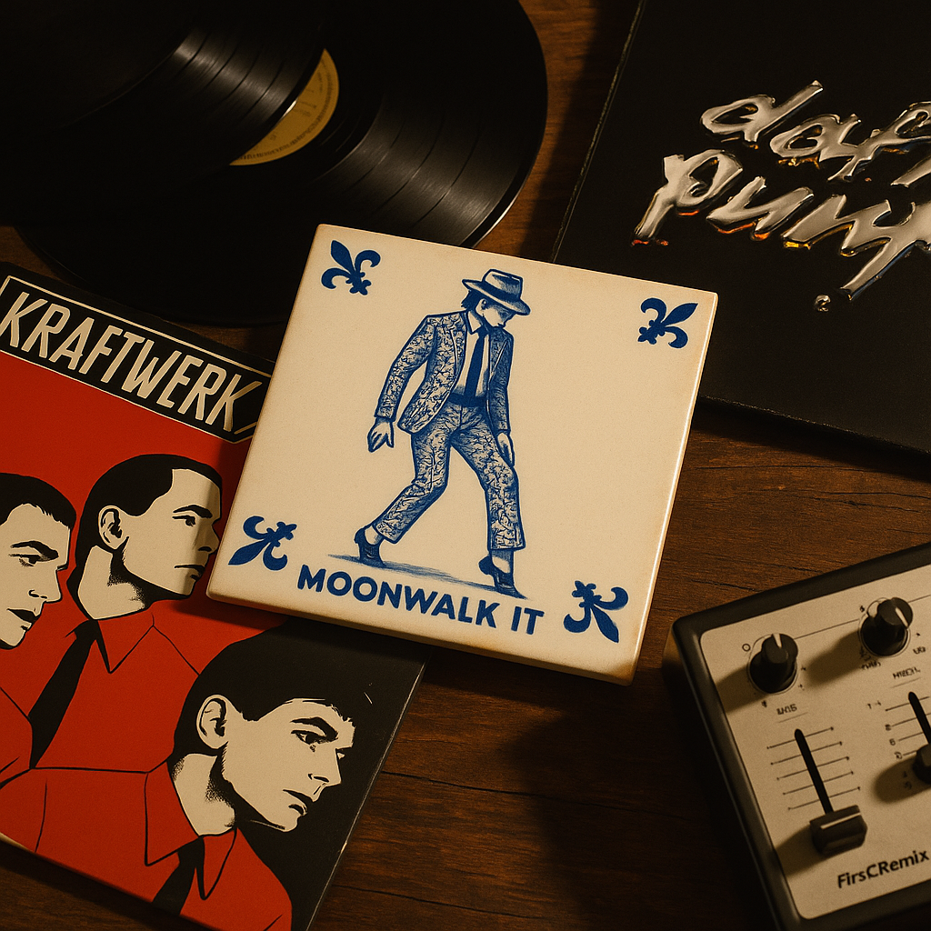 Michael Jackson MOONWALK IT – Delft blue tile with humor