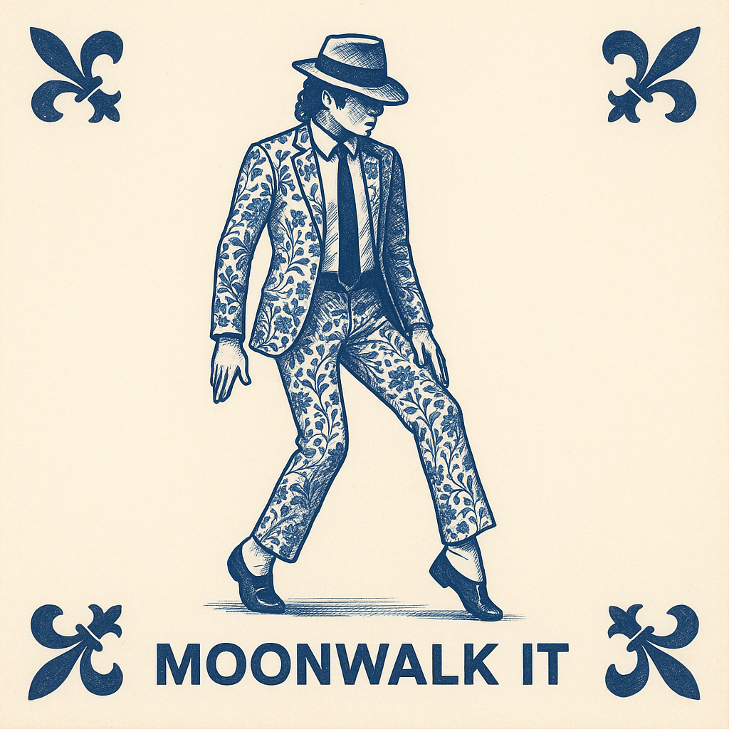 Michael Jackson MOONWALK IT – Delft blue tile with humor