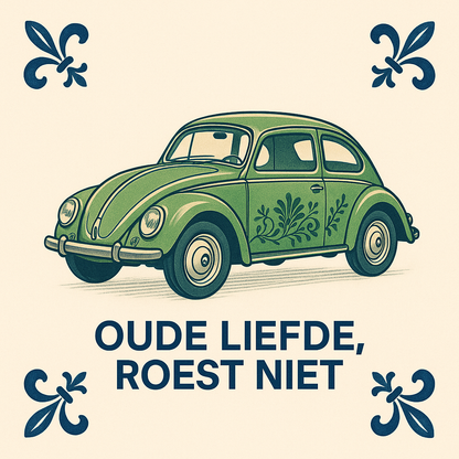 Alte Liebe stirbt nie – VW Käfer – Delfter Fliesen mit Humor