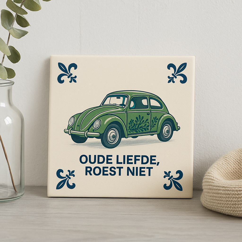 Alte Liebe stirbt nie – VW Käfer – Delfter Fliesen mit Humor