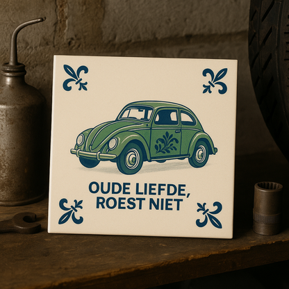 Alte Liebe stirbt nie – VW Käfer – Delfter Fliesen mit Humor