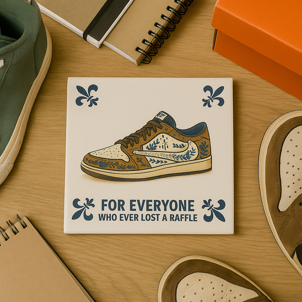 LIMITED EDITION TRAVIS SCOTT TILE SNEAKER - Delft Blue tile with humor