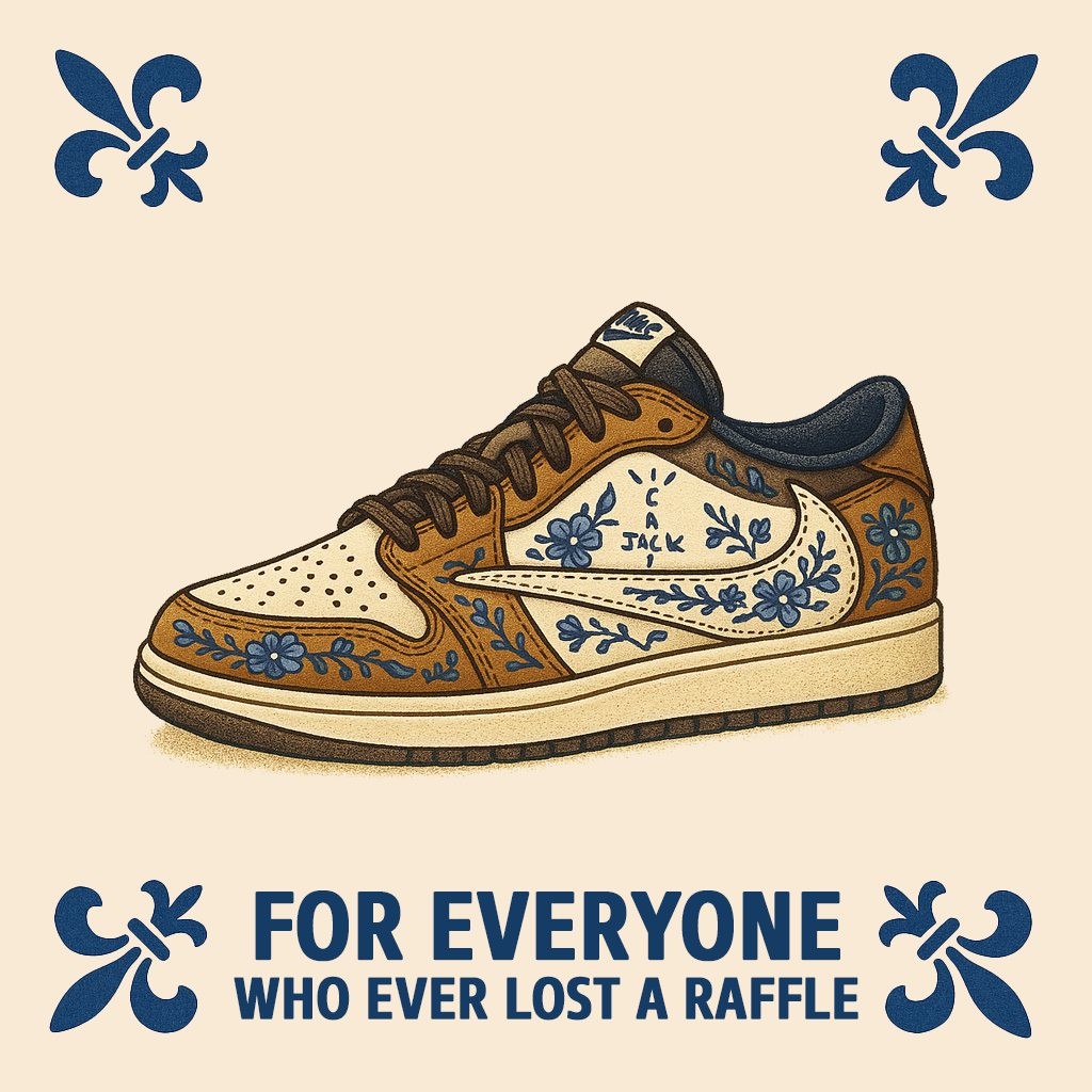 LIMITED EDITION TRAVIS SCOTT TILE SNEAKER - Delft Blue tile with humor
