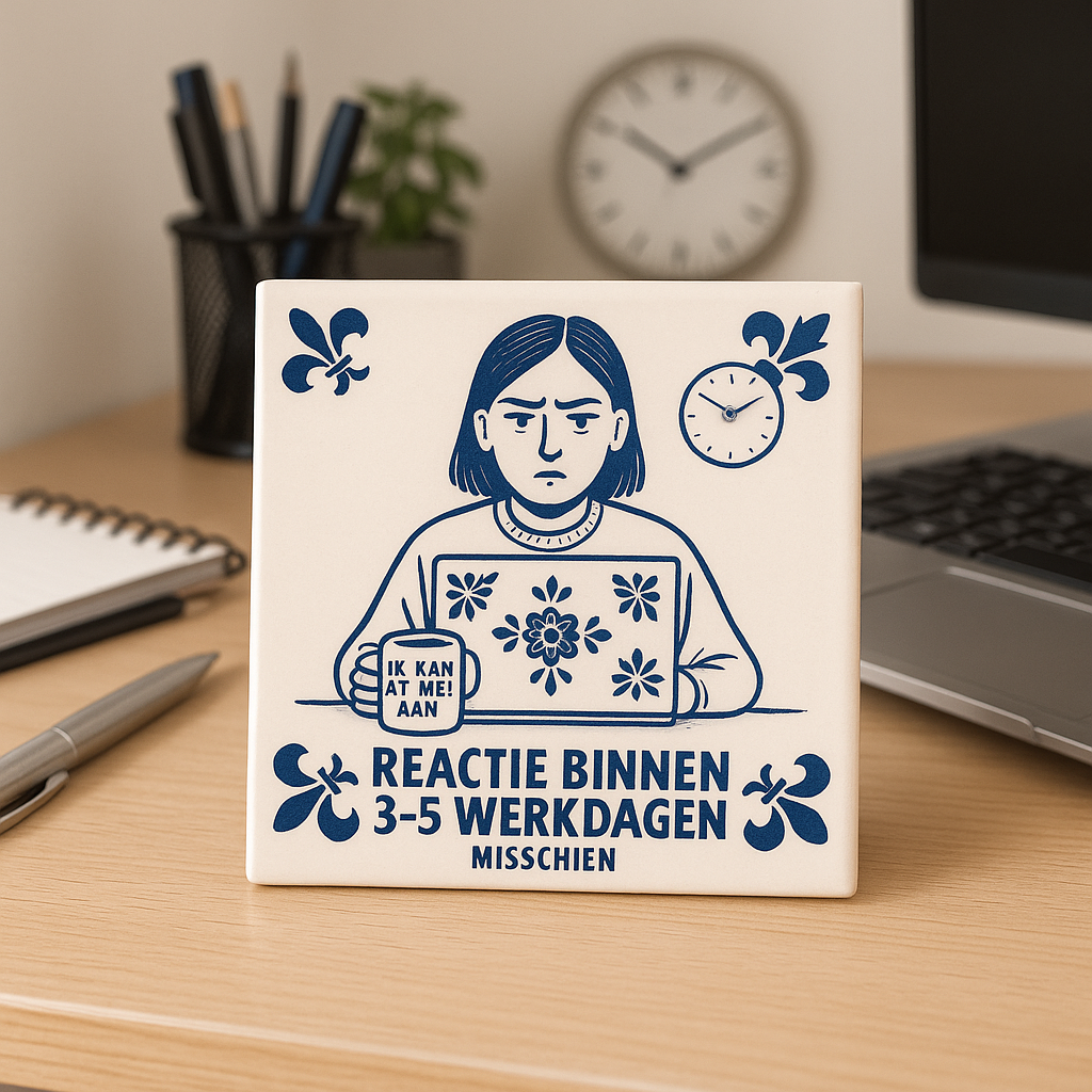 Response within 3-5 business days (maybe) - Delft Blue Tile With Humor
