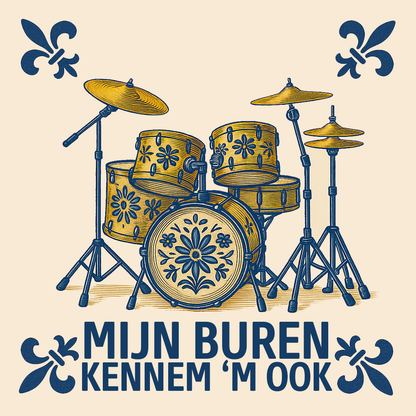 Drum kit - My neighbors know it too - Delft Blue Tile With Humor