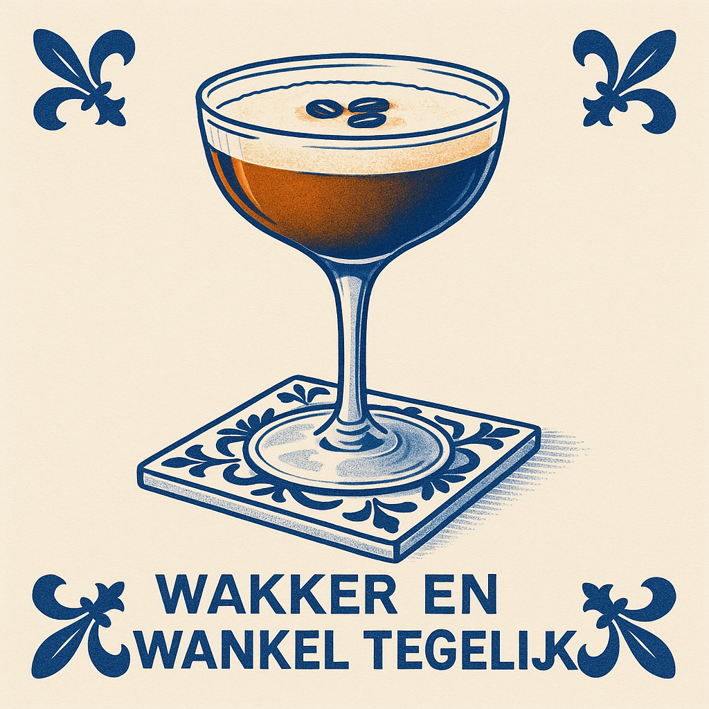 Espresso Martini – Delfter Blaue Fliese mit Humor