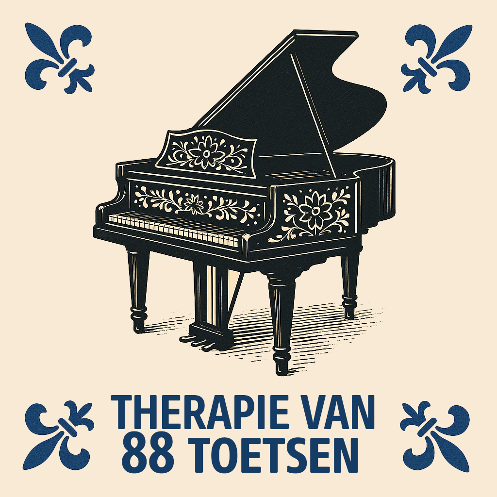 Klavier – 88 Tasten – Therapie – Delfter Blaue Fliesen mit Humor