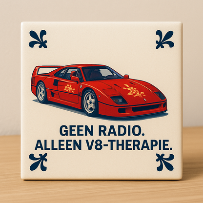 Ferrari F40 - Delfts Blauwe Tegel met humor