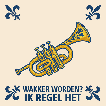 Trumpet - Wake up? I'll handle it - Delft Blue Tile with Humor