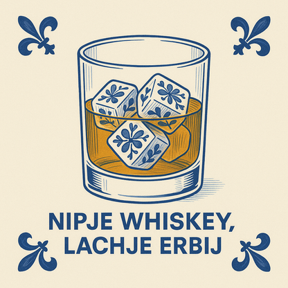 Ein Schluck Whiskey, ein kleines Lachen – Delfter Blaue Fliese mit Humor