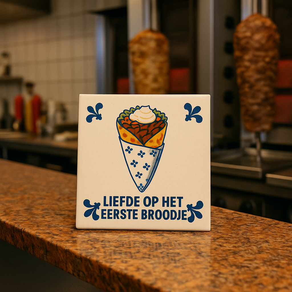 Kebab Sandwich – “Love at first sandwich” | Delft Blue Tile
