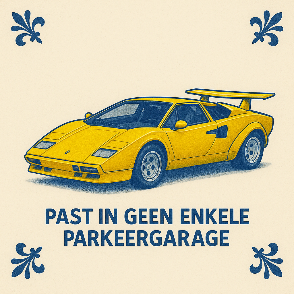Lamborghini Countach - Delft Blue Tile with Humor