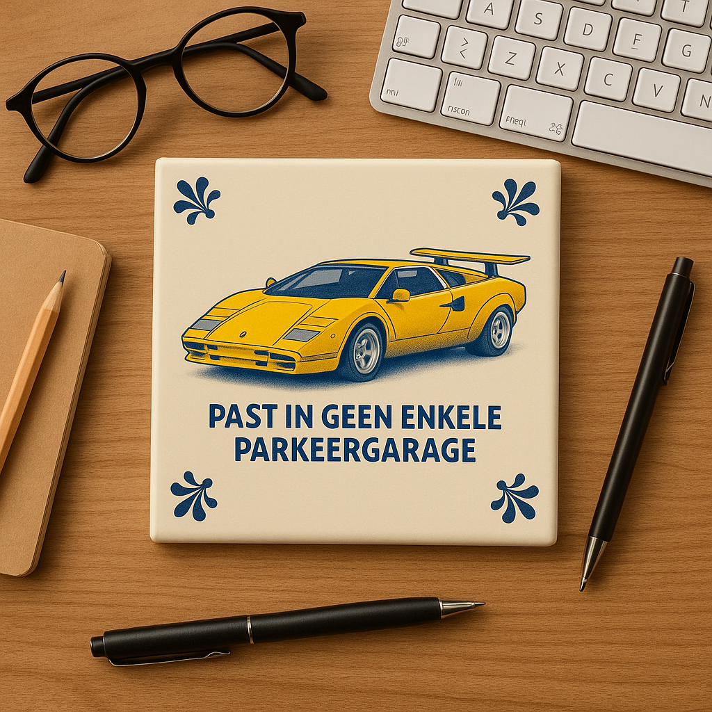 Lamborghini Countach - Delft Blue Tile with Humor