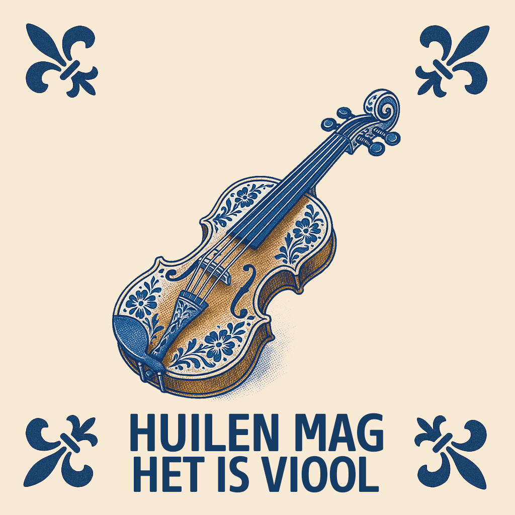 Violin - Crying is allowed, it's violin - Delft Blue Tile With Humor 