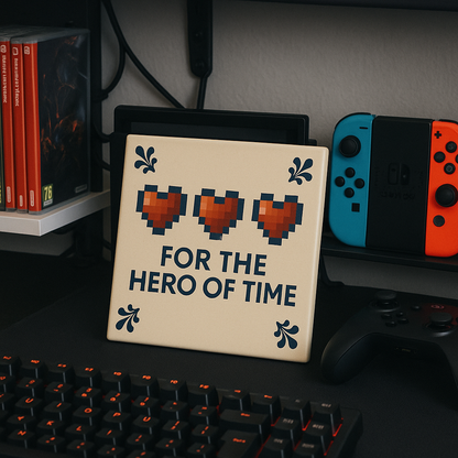 Zelda – Für den Helden der Zeit – Delfter Blaue Kachel mit Humor