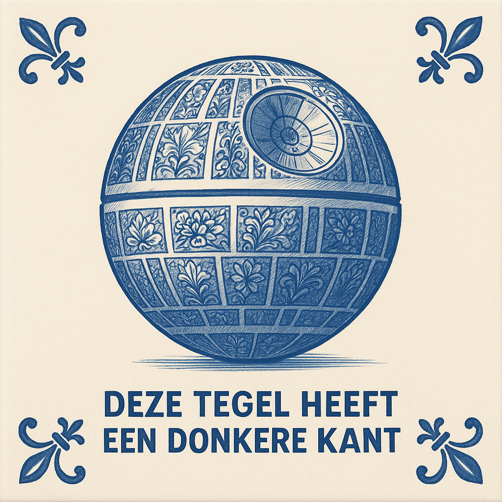 Todesstern – Delfter Blaue Fliese mit Humor