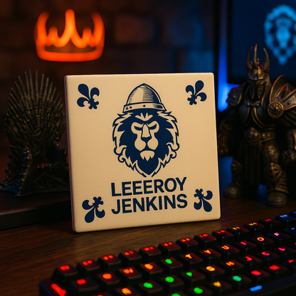 WoW – Leroy Jenkins – Delfter Blaue Kachel mit Humor