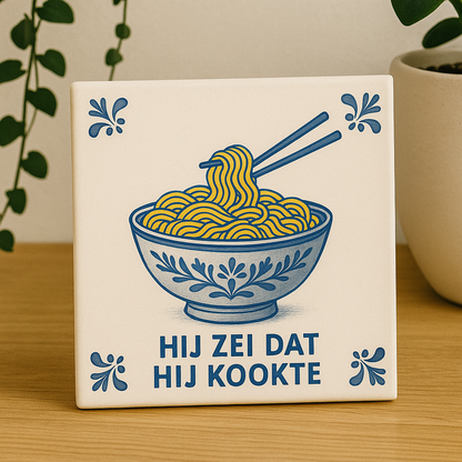 Nudeln – Er sagte, er koche – Delfter Blau mit Humor