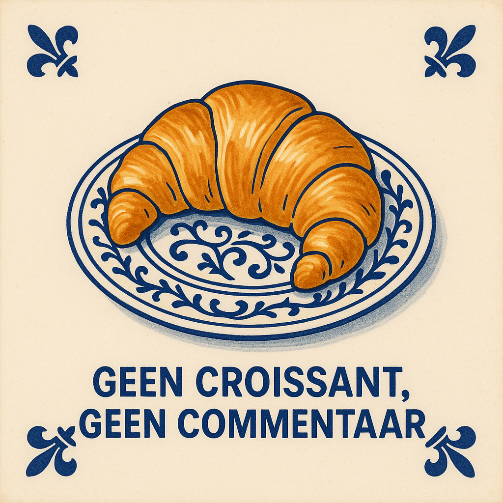 Kein Croissant, kein Kommentar – Delfter Kachel mit Humor