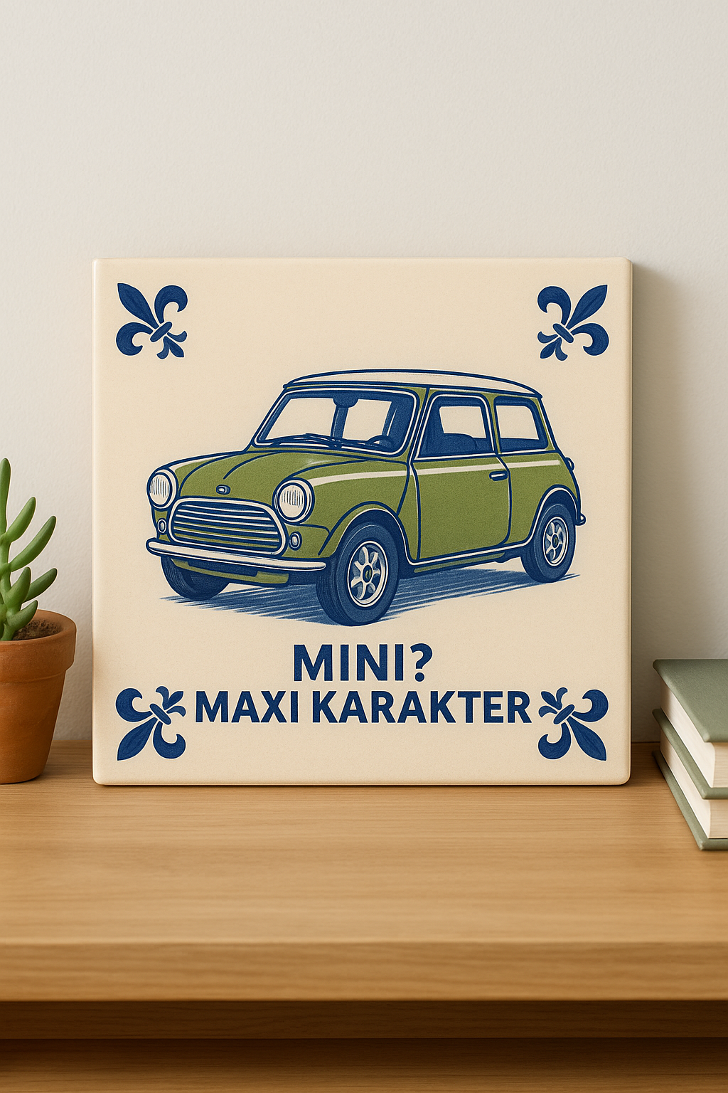 Mini-Delftblau-Fliese mit Humor