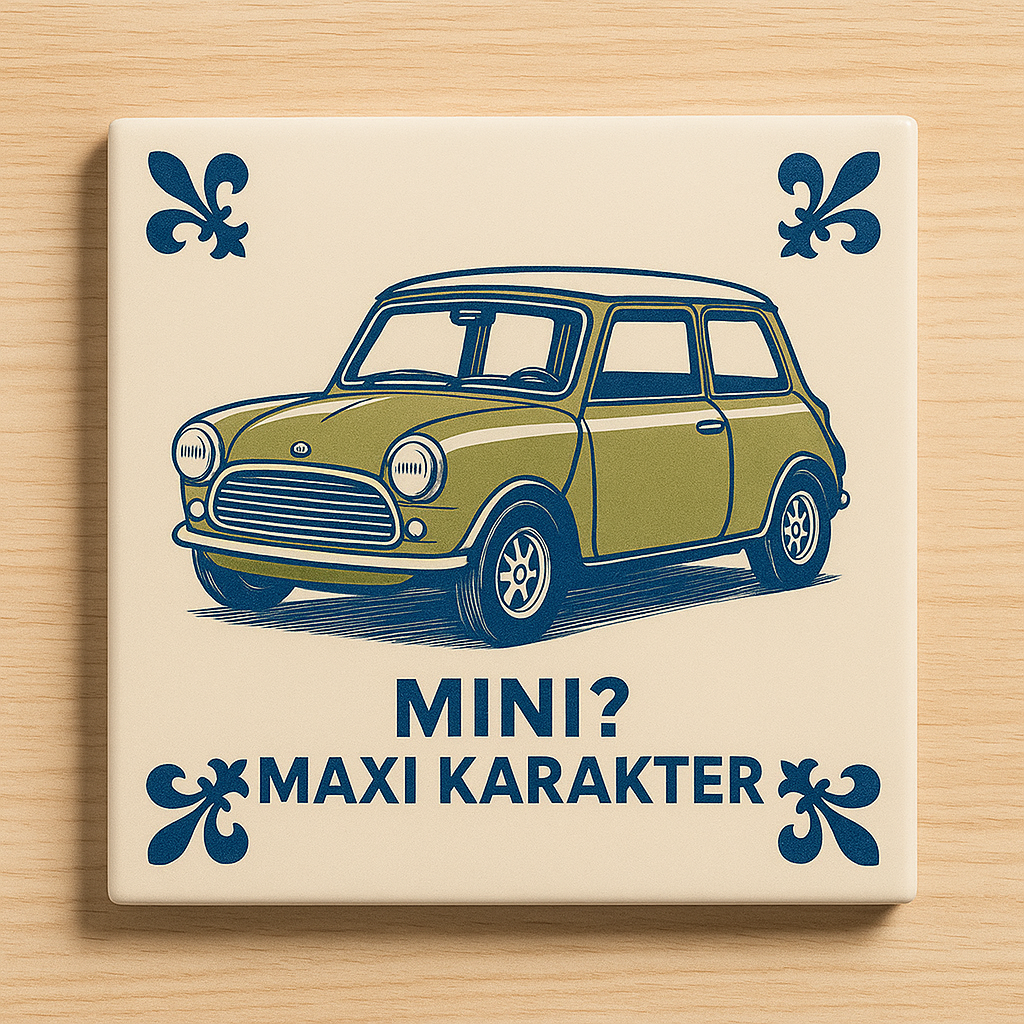 Mini-Delftblau-Fliese mit Humor