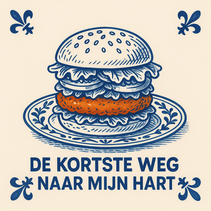 Hamburger – Der kürzeste Weg zu meinem Herzen – Delfter Kachel mit Humor