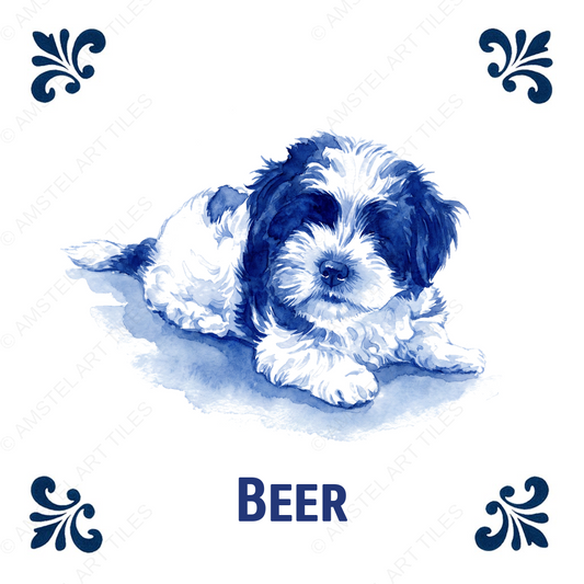 Tegelontwerp Beer Delfts blauw