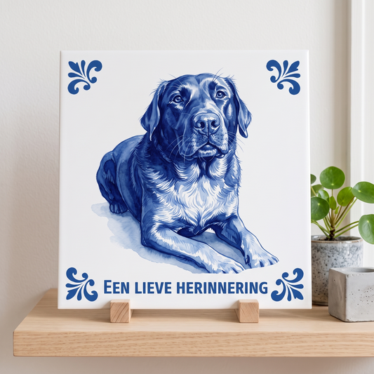 Delfts blauwe tegel met huisdier