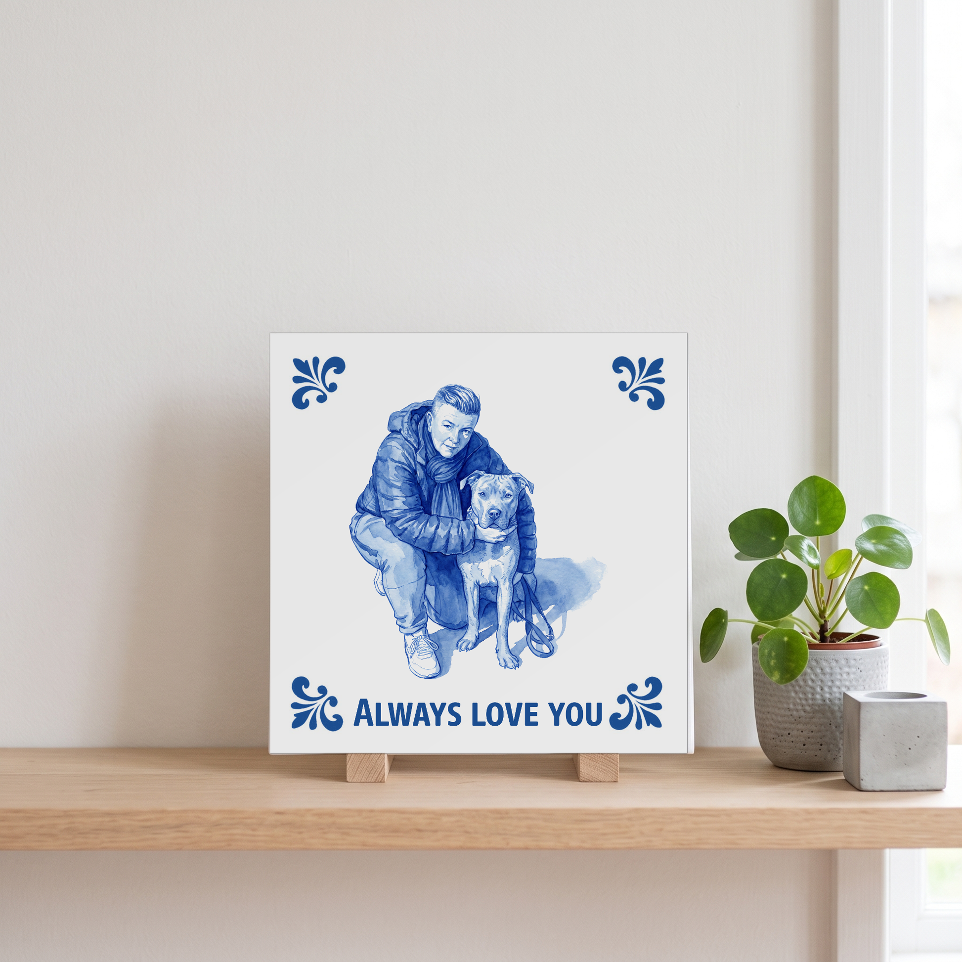 Delfts blauw tegelontwerp Always love you