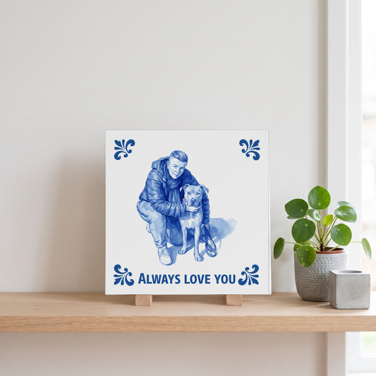 Delfts blauw tegelontwerp Always love you
