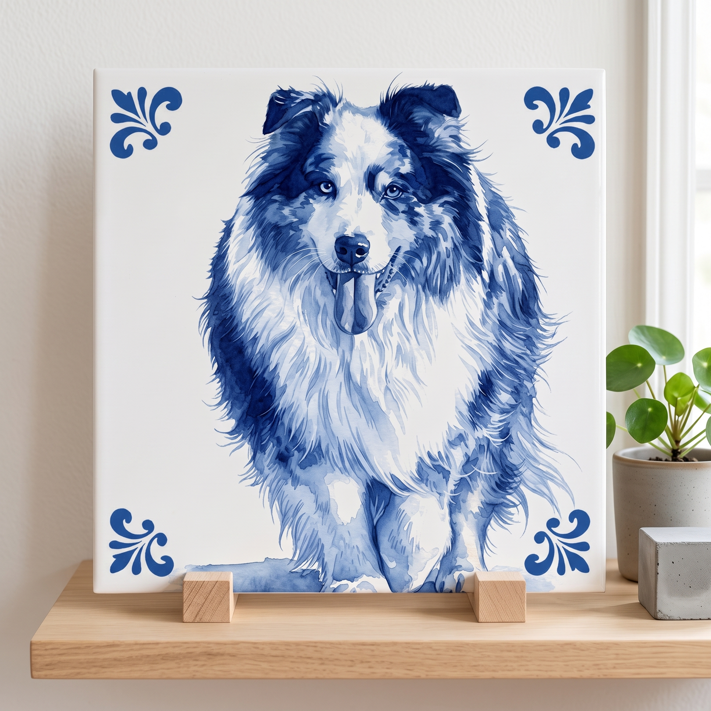 Delfts blauw tegelontwerp hond