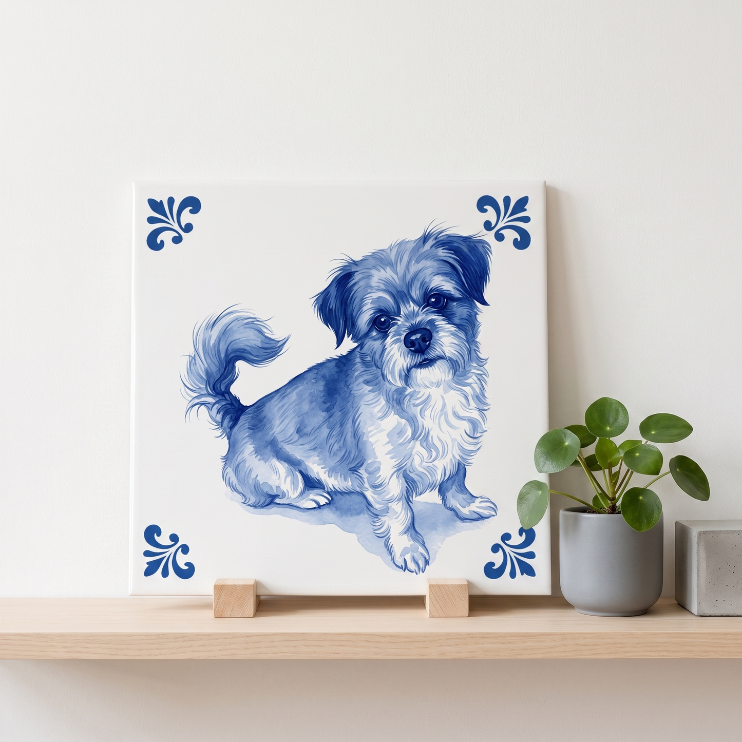 Delfts blauw tegelontwerp hond