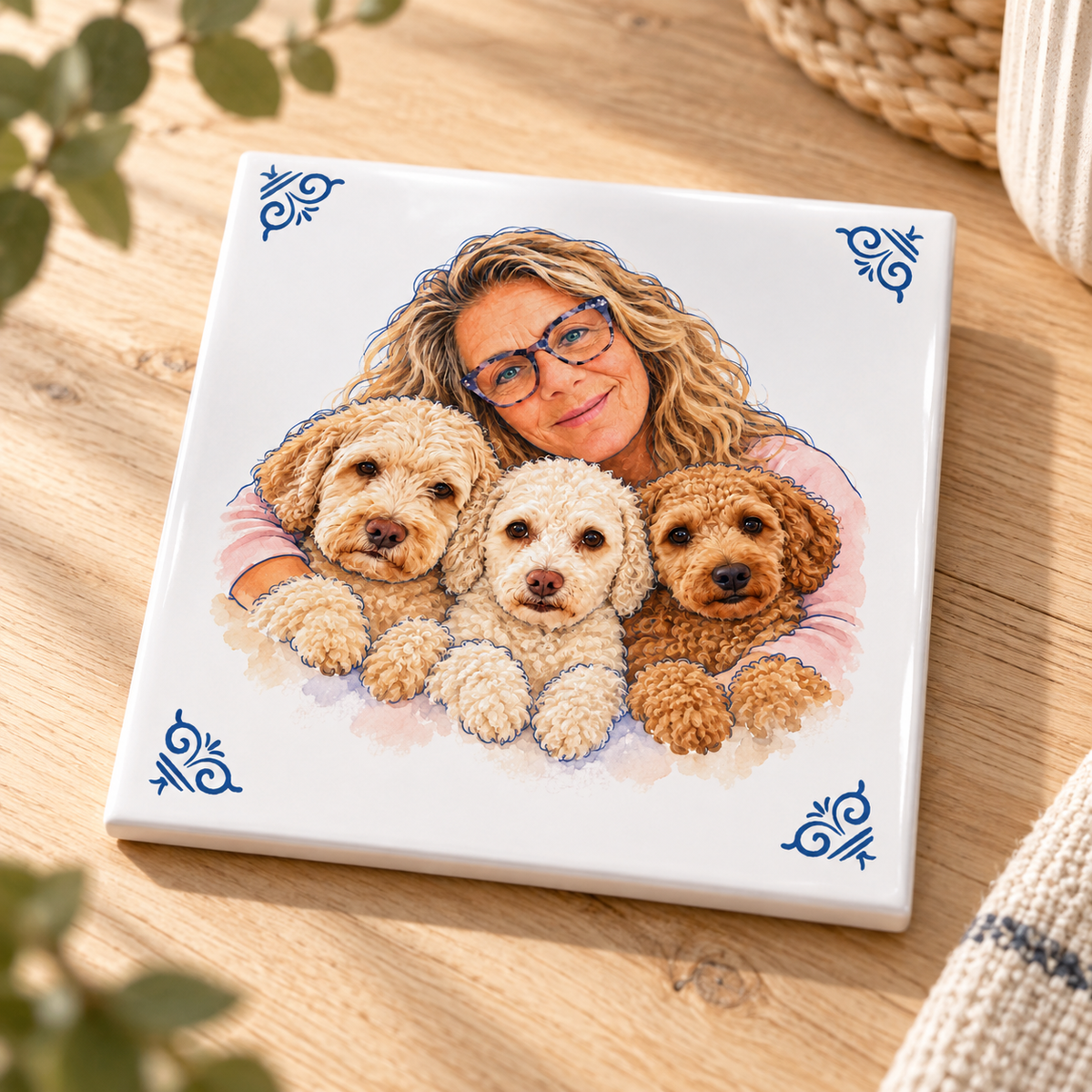 AT1983 correcte lifestyle vrouw met drie honden