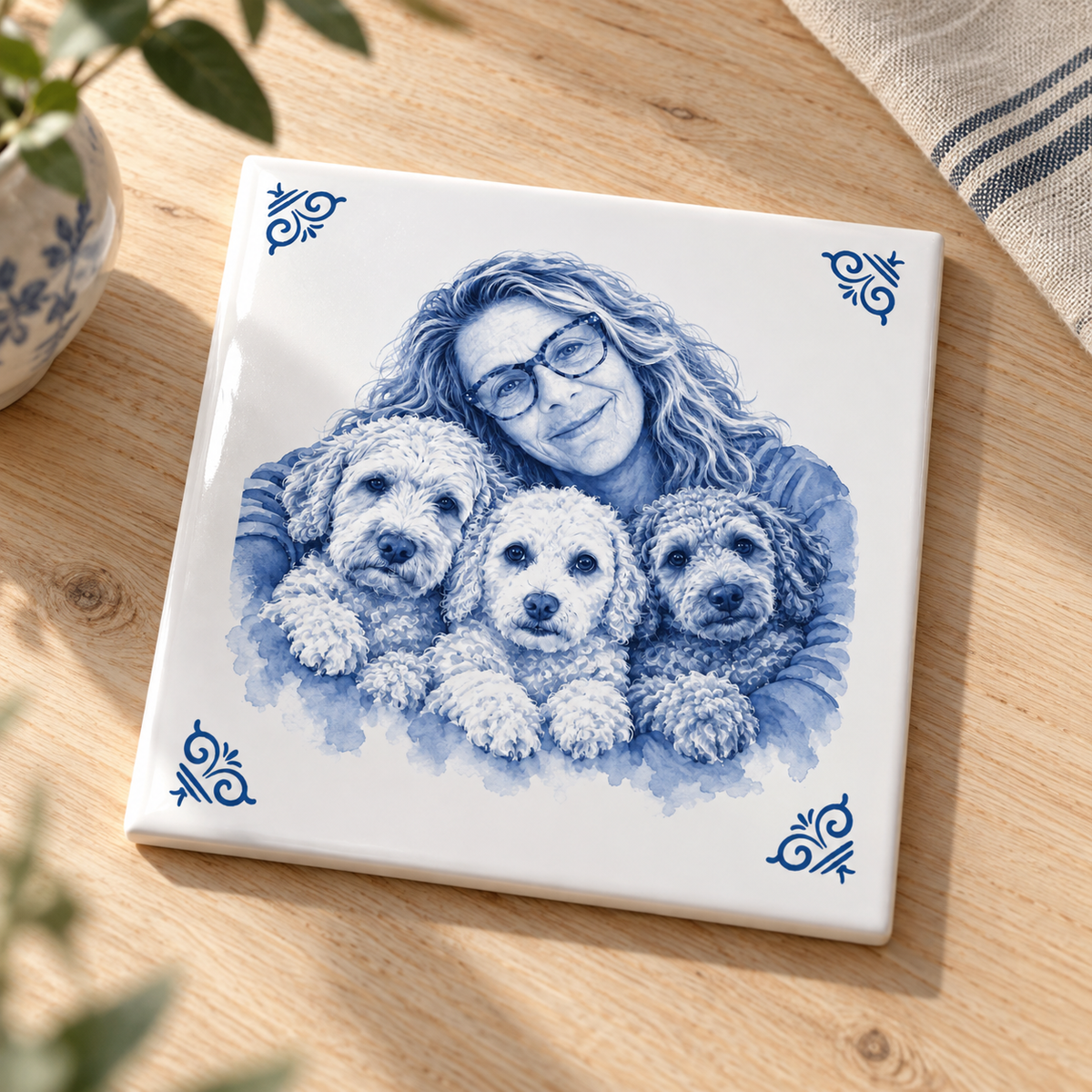 AT1984 correcte lifestyle vrouw met drie honden