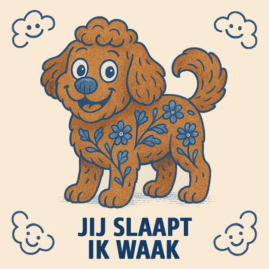 Du schläfst, ich wache auf – Delfter Blaue Fliese mit Humor