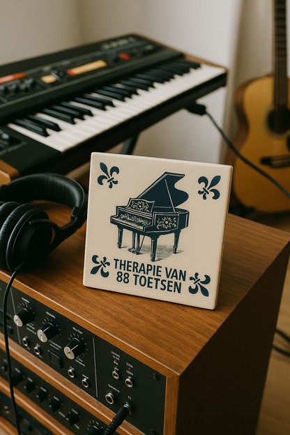 Piano - 88 Key Therapy - Delft Blue Tile With Humor