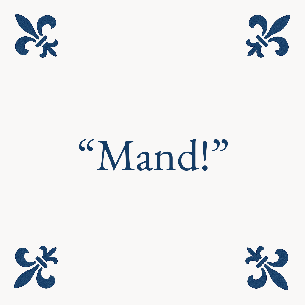 Korb – Etwas kürzere Fliese – Delfter Blaue Fliese mit Humor