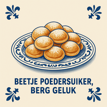 A little icing sugar, a mountain of happiness - Delft Blue tile with humor