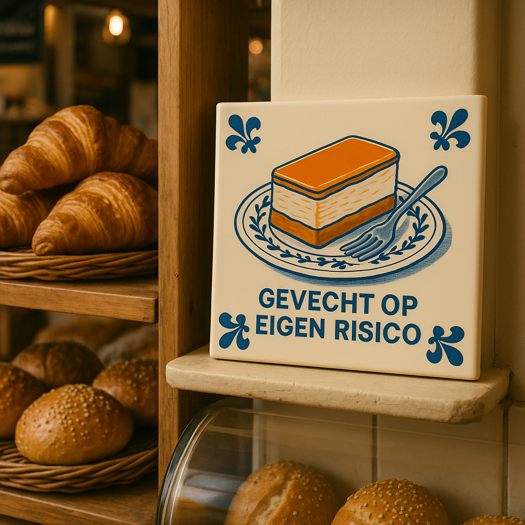 Fight at Your Own Risk - Delft Blue tile with humor