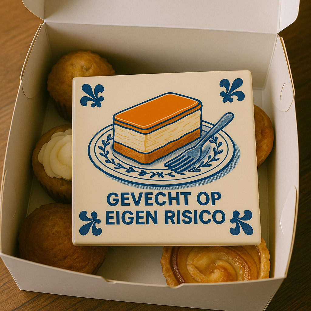 Fight at Your Own Risk - Delft Blue tile with humor